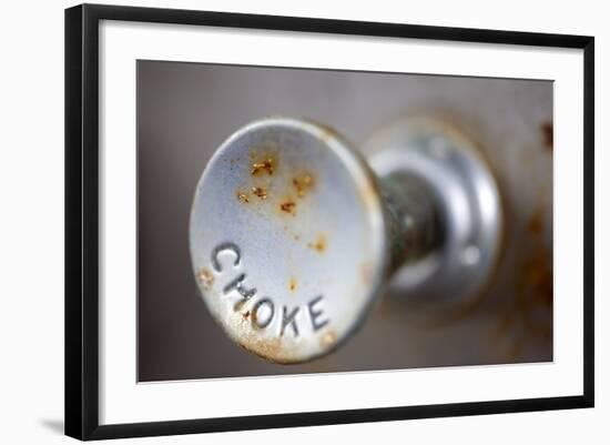 A Steampunk Style Retro Choke Knob - Shallow Depth Of Field-leaf-Framed Photographic Print