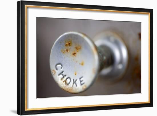 A Steampunk Style Retro Choke Knob - Shallow Depth Of Field-leaf-Framed Photographic Print