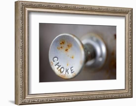 A Steampunk Style Retro Choke Knob - Shallow Depth Of Field-leaf-Framed Photographic Print