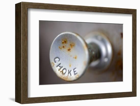 A Steampunk Style Retro Choke Knob - Shallow Depth Of Field-leaf-Framed Photographic Print