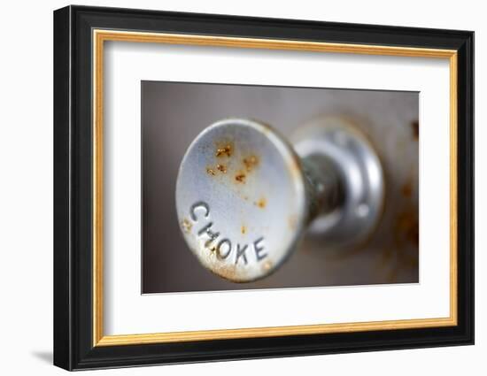 A Steampunk Style Retro Choke Knob - Shallow Depth Of Field-leaf-Framed Photographic Print