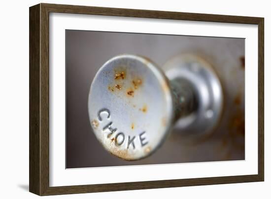 A Steampunk Style Retro Choke Knob - Shallow Depth Of Field-leaf-Framed Photographic Print