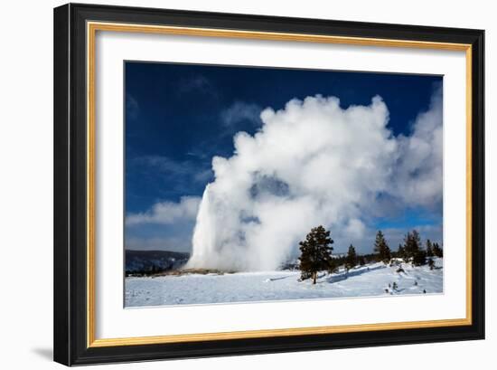 A Steamy Old Faithful In Winter In Yellowstone National Park-Ben Herndon-Framed Photographic Print