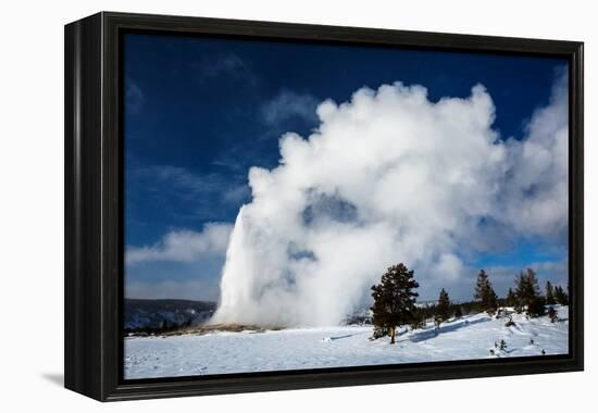 A Steamy Old Faithful In Winter In Yellowstone National Park-Ben Herndon-Framed Premier Image Canvas