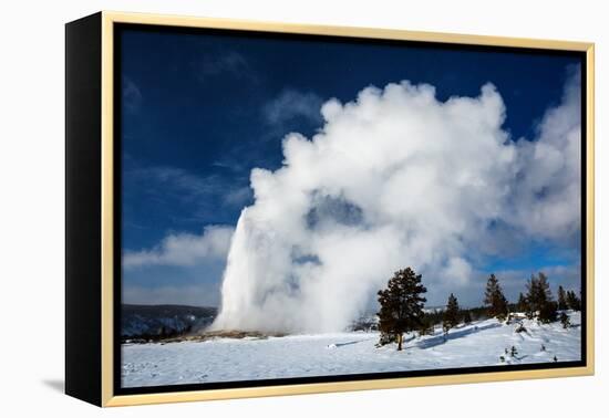 A Steamy Old Faithful In Winter In Yellowstone National Park-Ben Herndon-Framed Premier Image Canvas