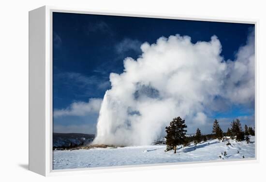 A Steamy Old Faithful In Winter In Yellowstone National Park-Ben Herndon-Framed Premier Image Canvas