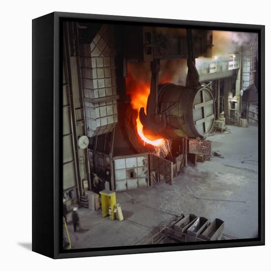 A Steel Pour at Newton Chambers, Chapeltown, Sheffield, South Yorkshire, 1971-Michael Walters-Framed Premier Image Canvas