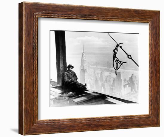 A Steel Worker Rests on a Girder at the 86th Floor of the New Empire State Building-null-Framed Photographic Print