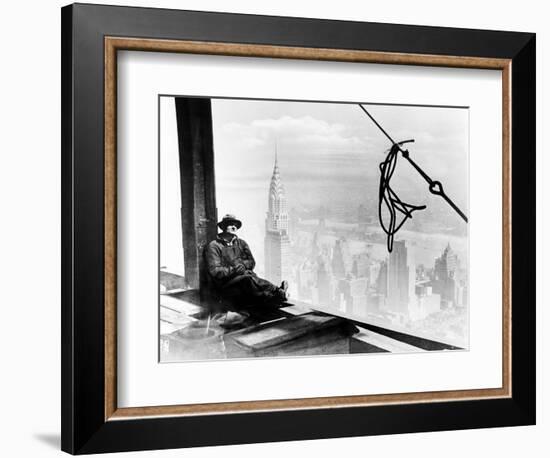 A Steel Worker Rests on a Girder at the 86th Floor of the New Empire State Building-null-Framed Photographic Print