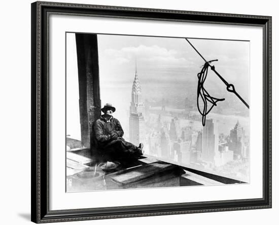 A Steel Worker Rests on a Girder at the 86th Floor of the New Empire State Building-null-Framed Photographic Print