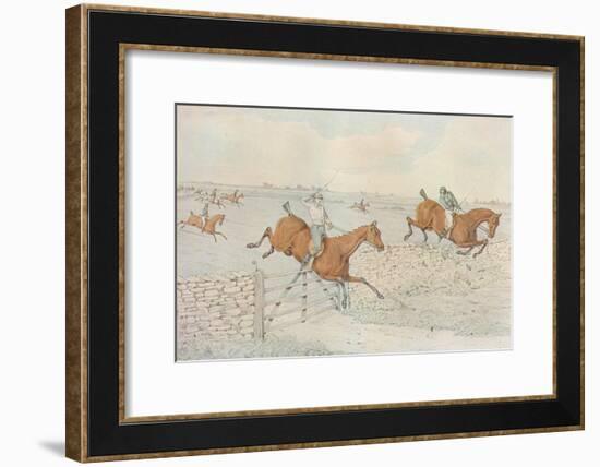 A Steeplechase: A slap at a stone enclosure. 5 to 4 on white, 1827-Henry Thomas Alken-Framed Giclee Print