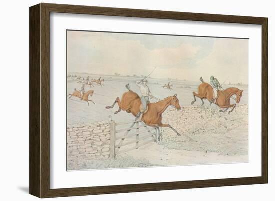 A Steeplechase: A slap at a stone enclosure. 5 to 4 on white, 1827-Henry Thomas Alken-Framed Giclee Print