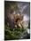 A Stegosaurus Is Surprised by an Allosarous While Feeding in a Lush Gorge-null-Mounted Art Print