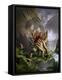 A Stegosaurus Is Surprised by an Allosarous While Feeding in a Lush Gorge-null-Framed Stretched Canvas