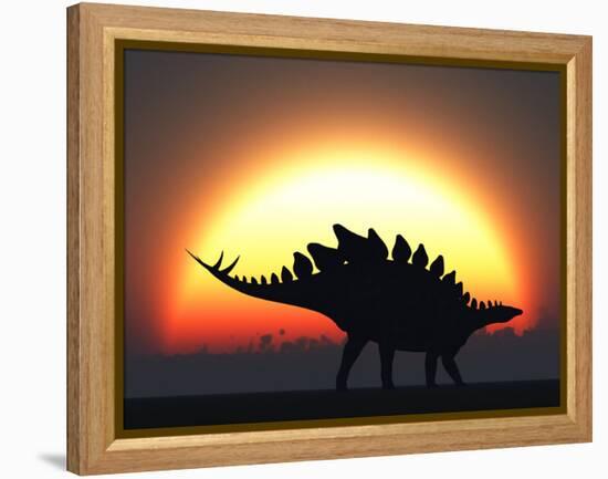 A Stegosaurus Silhouetted Against the Setting Sun at the End of a Prehistoric Day-Stocktrek Images-Framed Premier Image Canvas