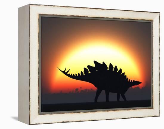 A Stegosaurus Silhouetted Against the Setting Sun at the End of a Prehistoric Day-Stocktrek Images-Framed Premier Image Canvas