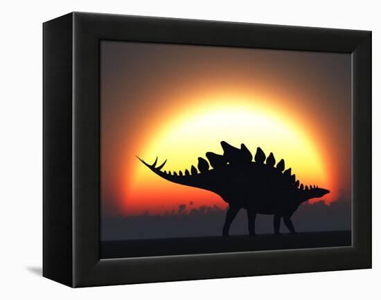 A Stegosaurus Silhouetted Against the Setting Sun at the End of a Prehistoric Day-Stocktrek Images-Framed Premier Image Canvas