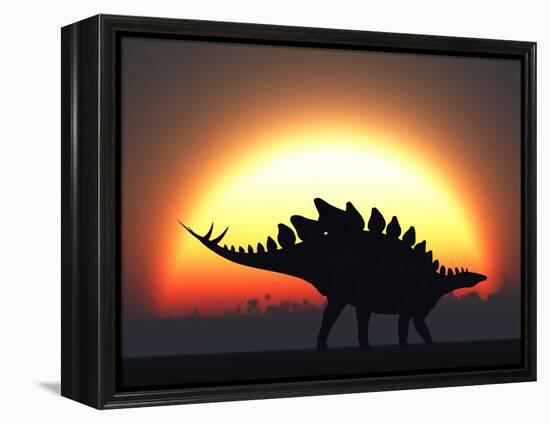 A Stegosaurus Silhouetted Against the Setting Sun at the End of a Prehistoric Day-Stocktrek Images-Framed Premier Image Canvas