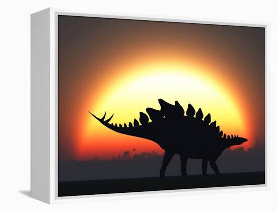 A Stegosaurus Silhouetted Against the Setting Sun at the End of a Prehistoric Day-Stocktrek Images-Framed Premier Image Canvas