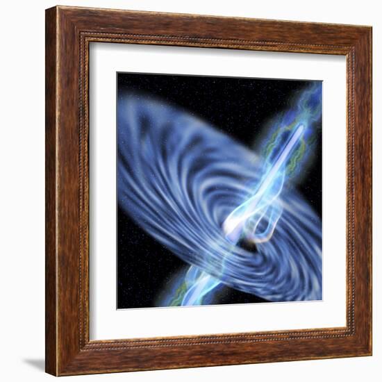 A Stellar Black Hole Emits Streams of Plasma from its Event Horizon-null-Framed Art Print