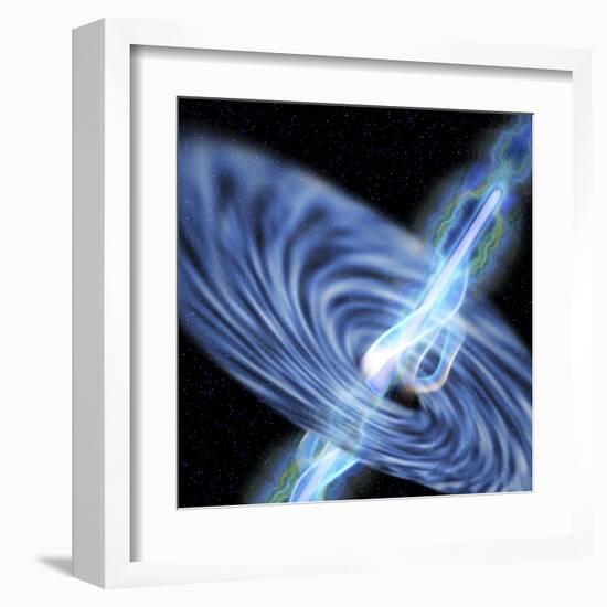 A Stellar Black Hole Emits Streams of Plasma from its Event Horizon-null-Framed Art Print