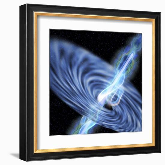 A Stellar Black Hole Emits Streams of Plasma from its Event Horizon-null-Framed Art Print