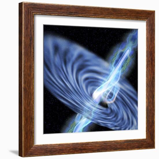 A Stellar Black Hole Emits Streams of Plasma from its Event Horizon-null-Framed Art Print