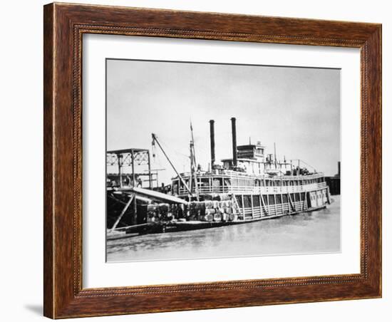 A Stern-Wheeler Loaded with Cotton Bales at New Orleans, C.1900 (B/W Photo)-American-Framed Giclee Print