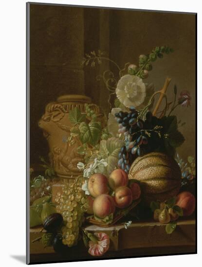 A Still Life of a Melon, Peaches, Figs, Plums, Grapes and Other Fruit on a Marble Ledge-Jean-Louis Prevost-Mounted Giclee Print