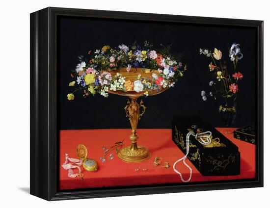 A Still Life of a Tazza with Flowers (Oil on Panel)-Jan Brueghel the Younger-Framed Premier Image Canvas