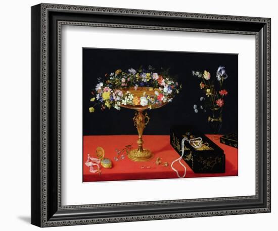 A Still Life of a Tazza with Flowers (Oil on Panel)-Jan Brueghel the Younger-Framed Giclee Print
