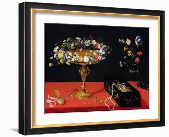 A Still Life of a Tazza with Flowers (Oil on Panel)-Jan Brueghel the Younger-Framed Giclee Print