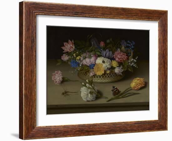 A Still Life of Flowers, a Dragonfly and a Red Admiral, 1614-Ambrosius The Elder Bosschaert-Framed Giclee Print