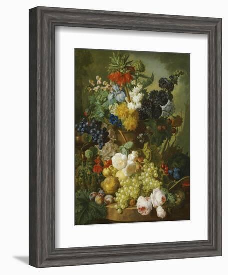 A Still Life of Flowers and Fruit-Jan van Os-Framed Giclee Print