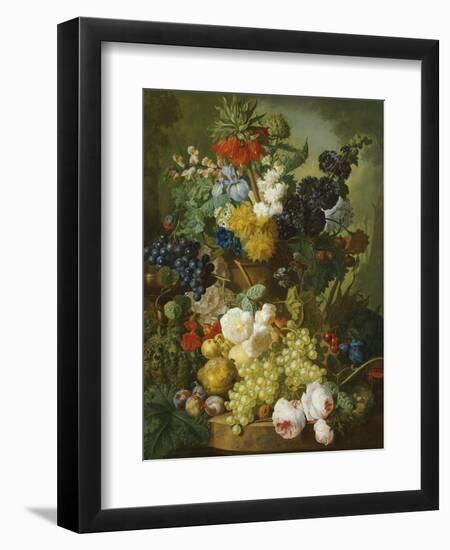 A Still Life of Flowers and Fruit-Jan van Os-Framed Giclee Print