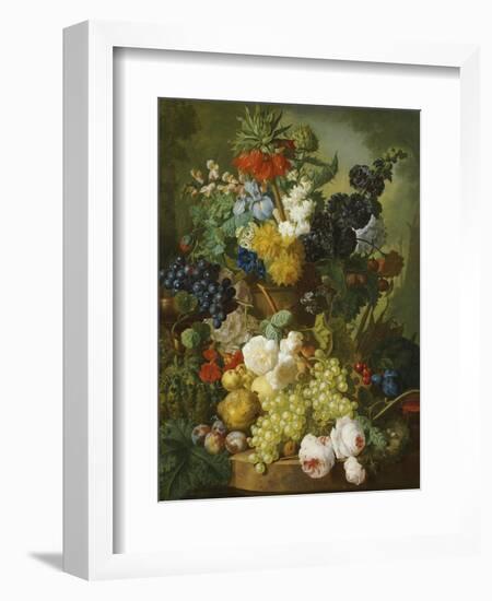 A Still Life of Flowers and Fruit-Jan van Os-Framed Giclee Print