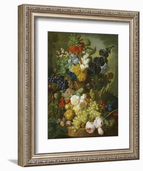 A Still Life of Flowers and Fruit-Jan van Os-Framed Premium Giclee Print