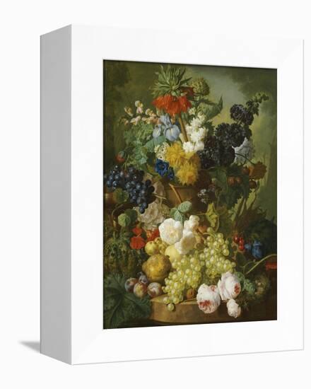 A Still Life of Flowers and Fruit-Jan van Os-Framed Premier Image Canvas