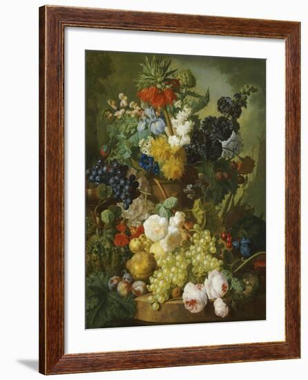 A Still Life of Flowers and Fruit-Jan van Os-Framed Giclee Print