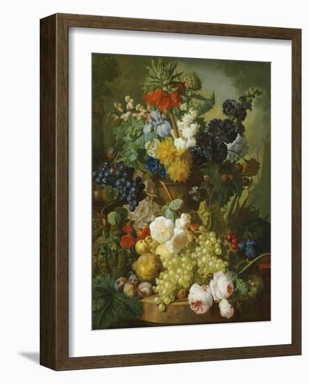 A Still Life of Flowers and Fruit-Jan van Os-Framed Giclee Print