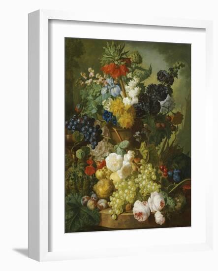 A Still Life of Flowers and Fruit-Jan van Os-Framed Giclee Print