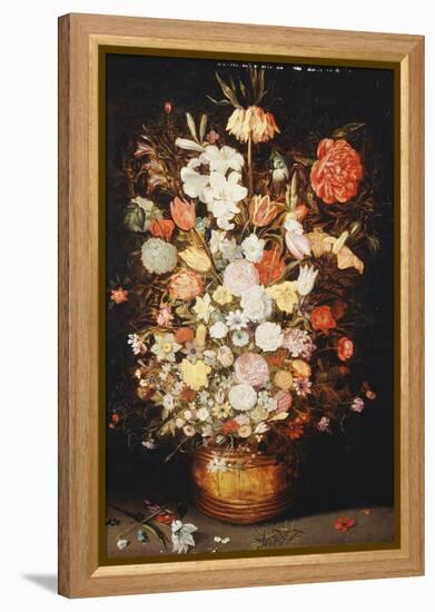 A Still Life of Flowers in a Wooden Tub, C.1630S-Jan Brueghel the Younger-Framed Premier Image Canvas