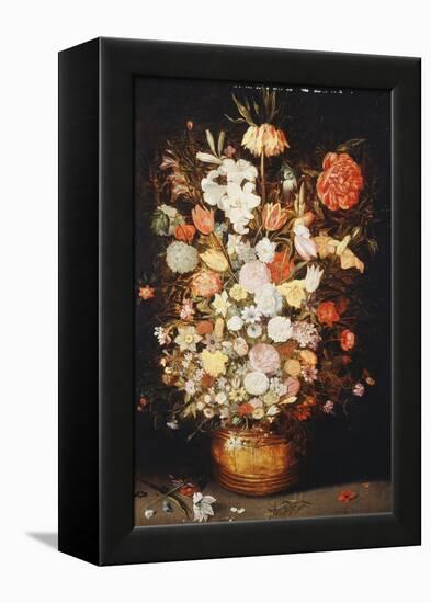 A Still Life of Flowers in a Wooden Tub, C.1630S-Jan Brueghel the Younger-Framed Premier Image Canvas