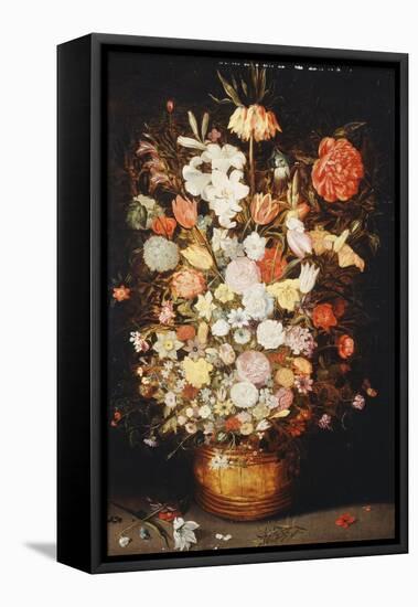 A Still Life of Flowers in a Wooden Tub, C.1630S-Jan Brueghel the Younger-Framed Premier Image Canvas