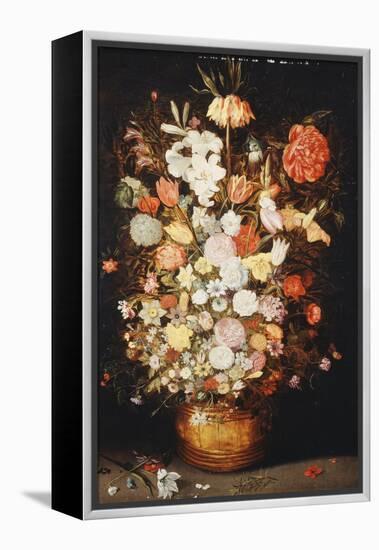 A Still Life of Flowers in a Wooden Tub, C.1630S-Jan Brueghel the Younger-Framed Premier Image Canvas