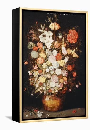 A Still Life of Flowers in a Wooden Tub, C.1630S-Jan Brueghel the Younger-Framed Premier Image Canvas