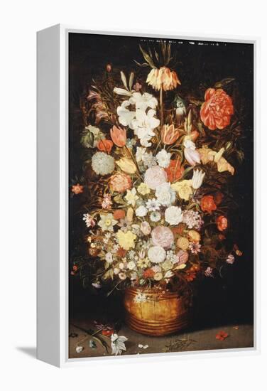 A Still Life of Flowers in a Wooden Tub, C.1630S-Jan Brueghel the Younger-Framed Premier Image Canvas