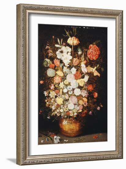 A Still Life of Flowers in a Wooden Tub, C.1630S-Jan Brueghel the Younger-Framed Giclee Print