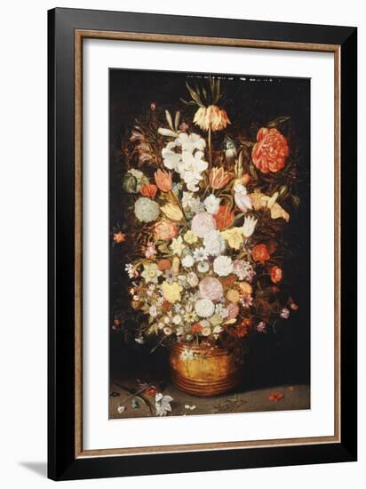 A Still Life of Flowers in a Wooden Tub, C.1630S-Jan Brueghel the Younger-Framed Giclee Print