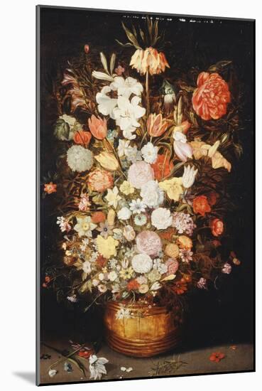 A Still Life of Flowers in a Wooden Tub, C.1630S-Jan Brueghel the Younger-Mounted Giclee Print